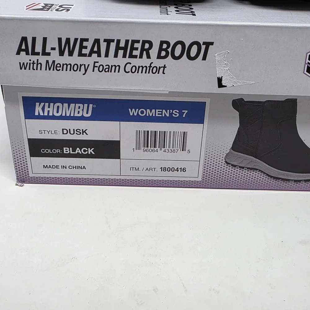 Khombu Dusk Women's All-Weather Boots Black Rated -20° Water Repellent‎ Size 7